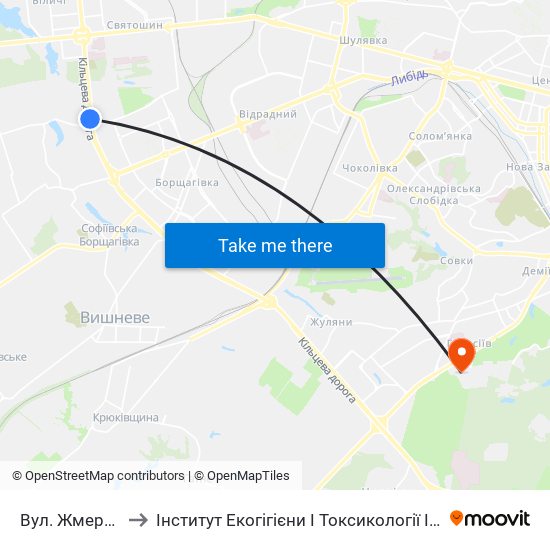 Вул. Жмеринська to Інститут Екогігієни І Токсикології Ім. Л.І. Медведя map