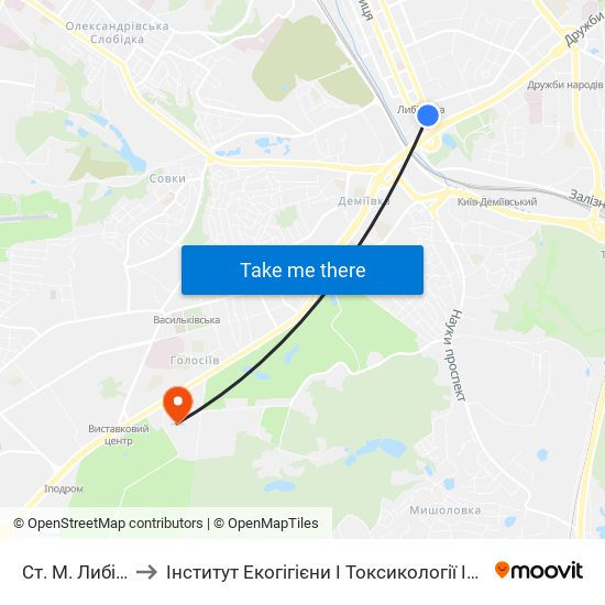 Ст. М. Либідська to Інститут Екогігієни І Токсикології Ім. Л.І. Медведя map