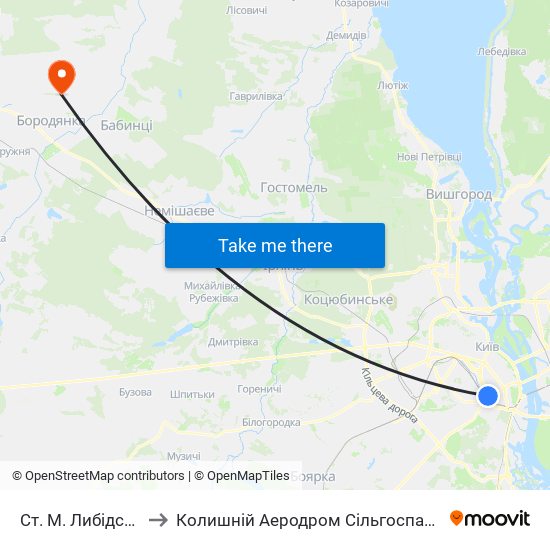 Ст. М. Либідська to Колишній Аеродром Сільгоспавіації map
