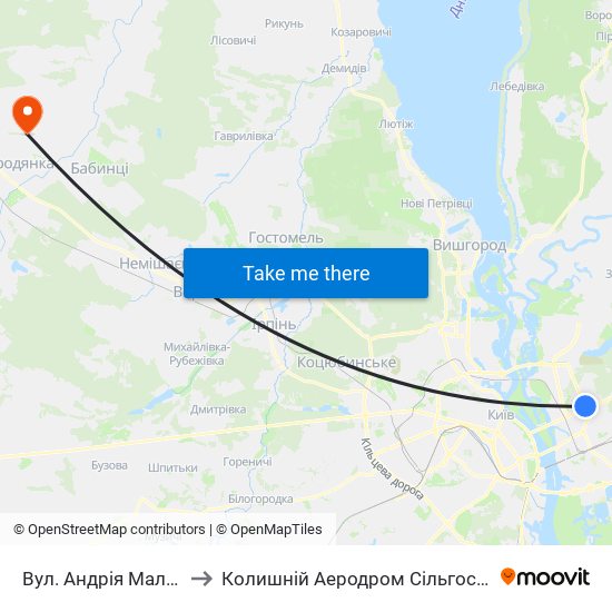 Вул. Андрія Малишка to Колишній Аеродром Сільгоспавіації map