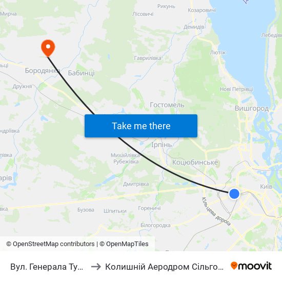 Вул. Генерала Тупікова to Колишній Аеродром Сільгоспавіації map