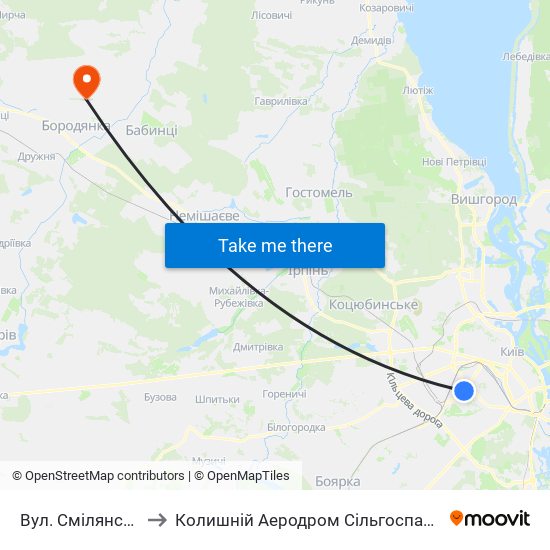 Вул. Смілянська to Колишній Аеродром Сільгоспавіації map