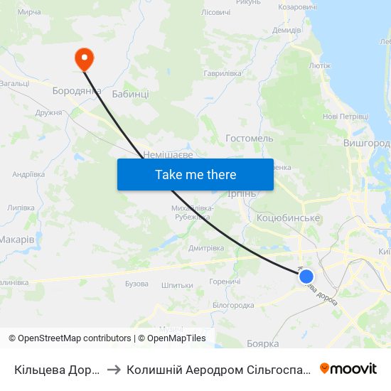 Кільцева Дорога to Колишній Аеродром Сільгоспавіації map