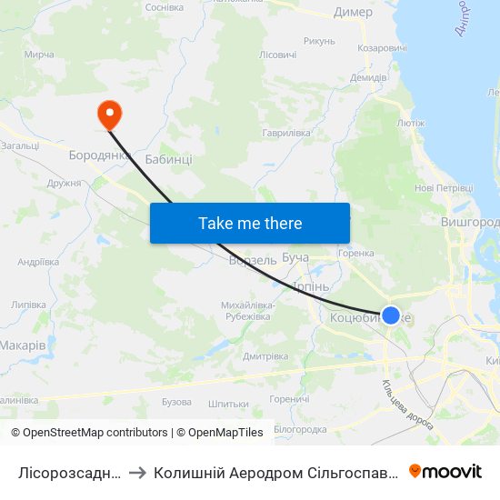 Лісорозсадник to Колишній Аеродром Сільгоспавіації map