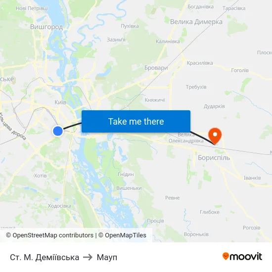 Ст. М. Деміївська to Мауп map