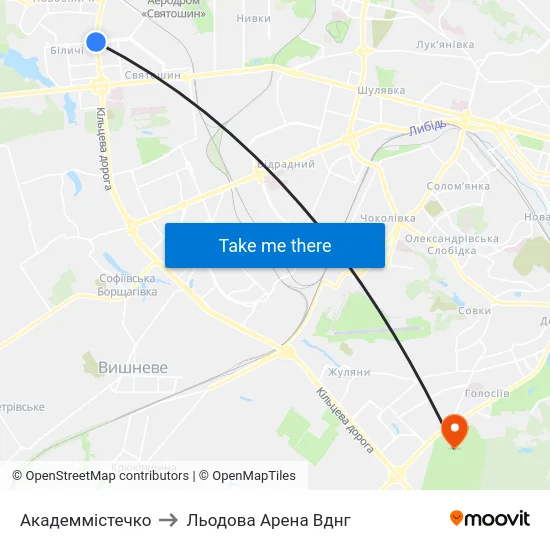 Академмістечко to Льодова Арена Вднг map
