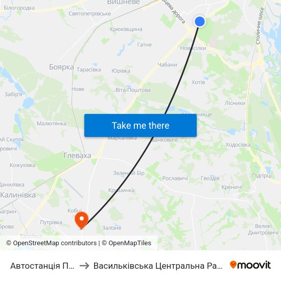 Автостанція Південна to Васильківська Центральна Районна Лікарня map