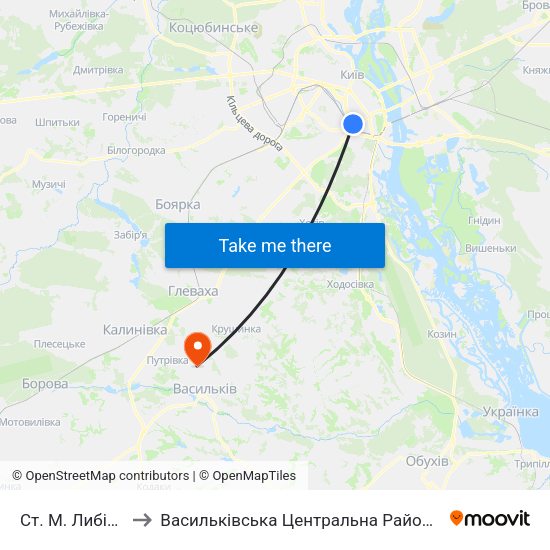 Ст. М. Либідська to Васильківська Центральна Районна Лікарня map