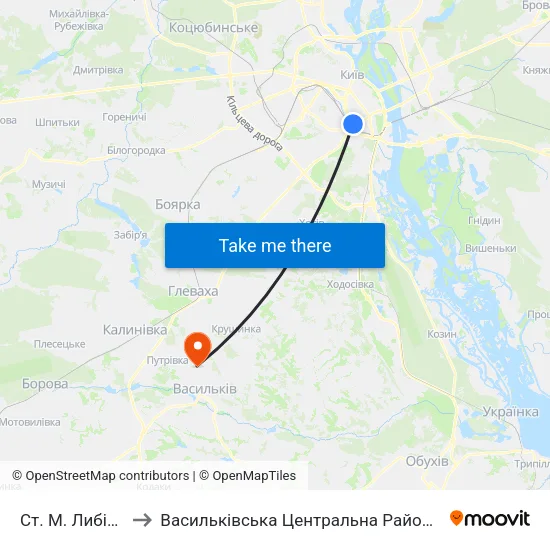 Ст. М. Либідська to Васильківська Центральна Районна Лікарня map