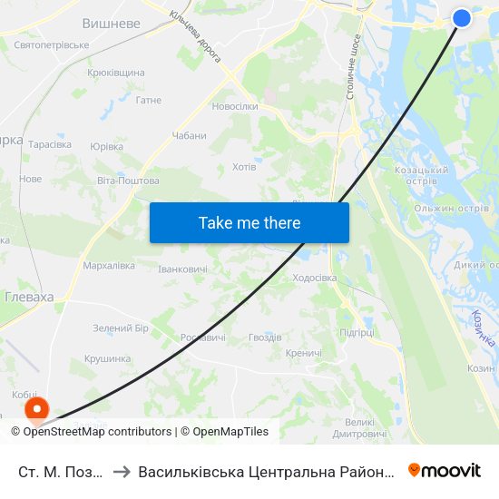Ст. М. Позняки to Васильківська Центральна Районна Лікарня map