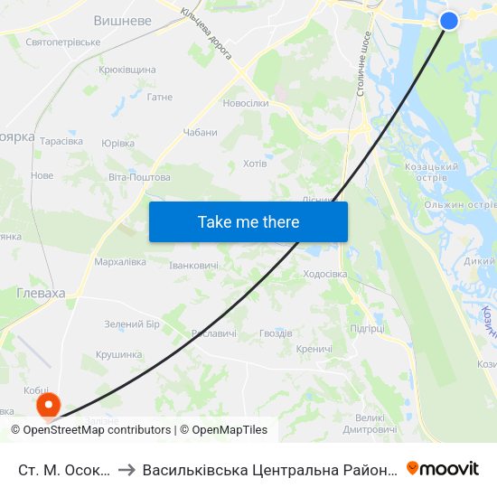 Ст. М. Осокорки to Васильківська Центральна Районна Лікарня map