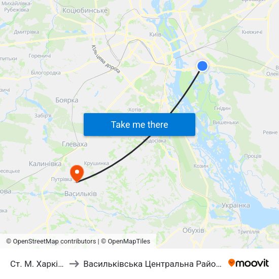 Ст. М. Харківська to Васильківська Центральна Районна Лікарня map