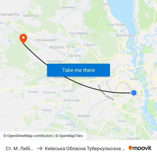 Ст. М. Либідська to Київська Обласна Туберкульозна Лікарня №2 map