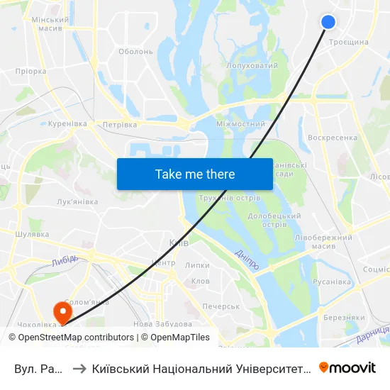 Вул. Радунська to Київський Національний Університет Будівництва І Архітектури map