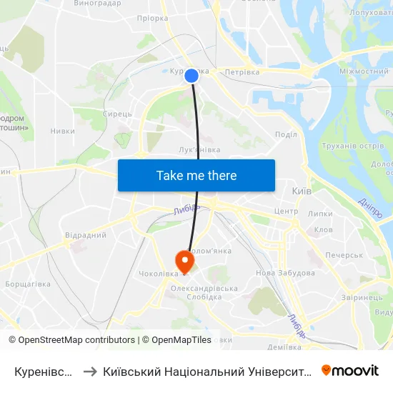 Куренівський Парк to Київський Національний Університет Будівництва І Архітектури map