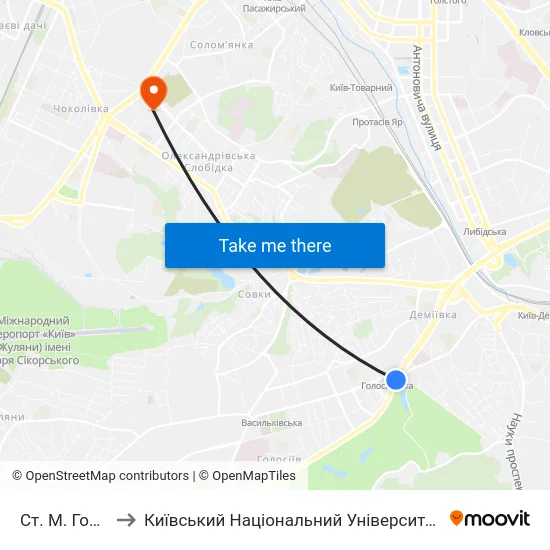 Ст. М. Голосіївська to Київський Національний Університет Будівництва І Архітектури map