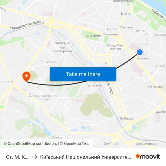 Ст. М. Кловська to Київський Національний Університет Будівництва І Архітектури map