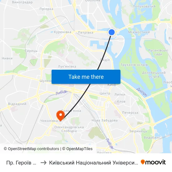 Пр. Героїв Сталінграда to Київський Національний Університет Будівництва І Архітектури map