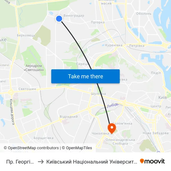 Пр. Георгія Ґонґадзе to Київський Національний Університет Будівництва І Архітектури map