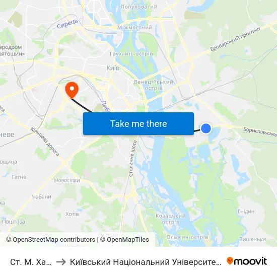 Ст. М. Харківська to Київський Національний Університет Будівництва І Архітектури map