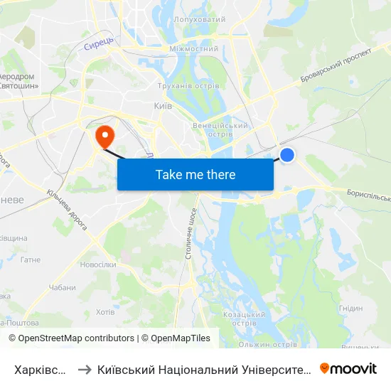 Харківське Шосе to Київський Національний Університет Будівництва І Архітектури map