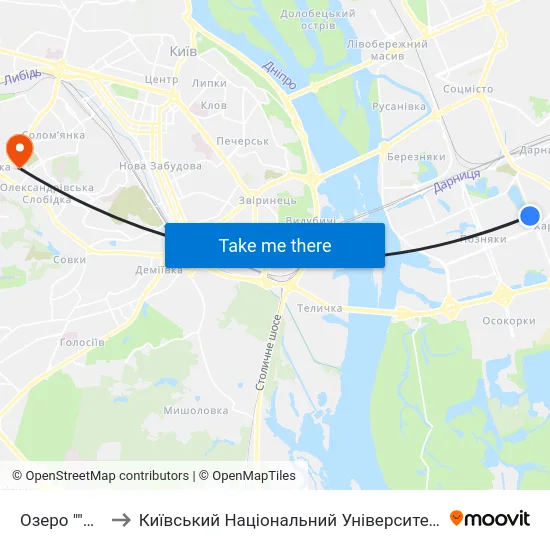 Озеро ""Сонячне"" to Київський Національний Університет Будівництва І Архітектури map