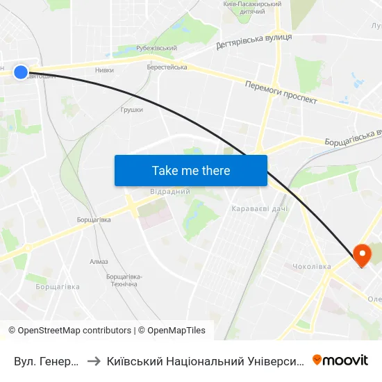 Вул. Генерала Вітрука to Київський Національний Університет Будівництва І Архітектури map