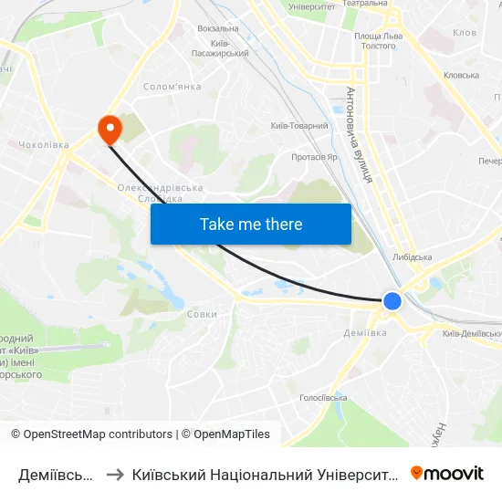 Деміївський Ринок to Київський Національний Університет Будівництва І Архітектури map