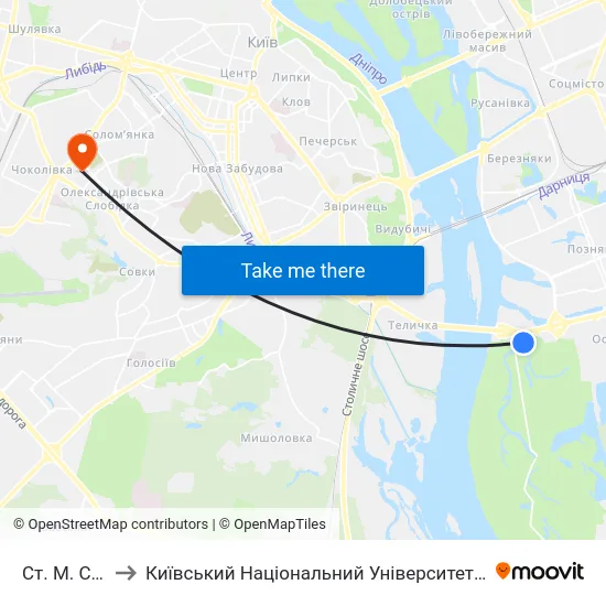 Ст. М. Славутич to Київський Національний Університет Будівництва І Архітектури map