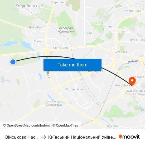 Військова Частина (На Вимогу) to Київський Національний Університет Будівництва І Архітектури map