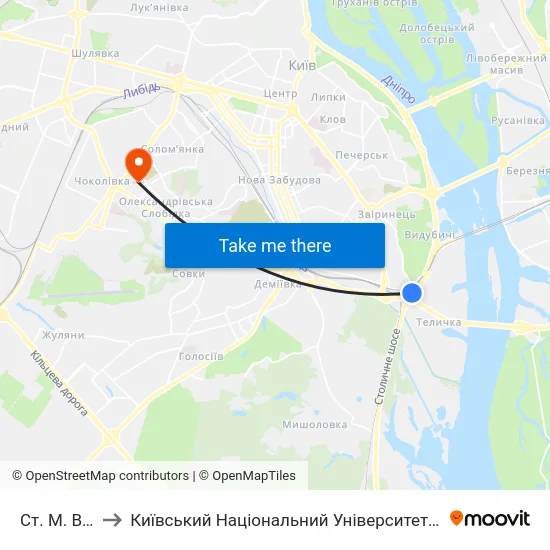 Ст. М. Видубичі to Київський Національний Університет Будівництва І Архітектури map