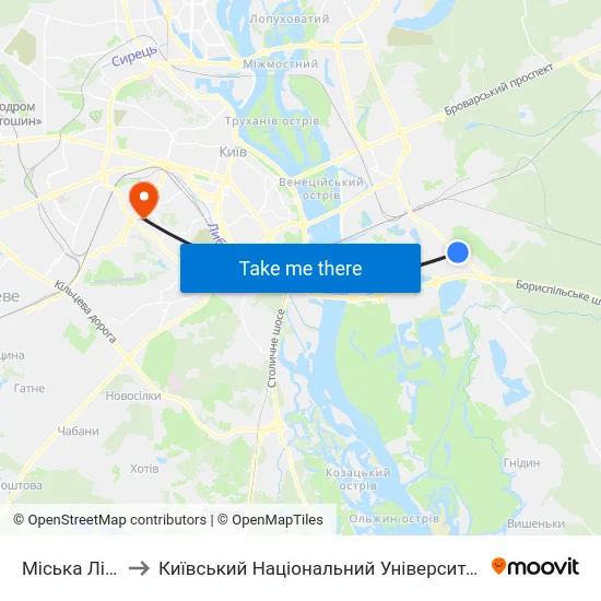 Міська Лікарня №1 to Київський Національний Університет Будівництва І Архітектури map