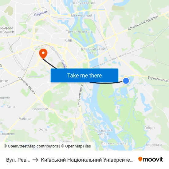 Вул. Ревуцького to Київський Національний Університет Будівництва І Архітектури map
