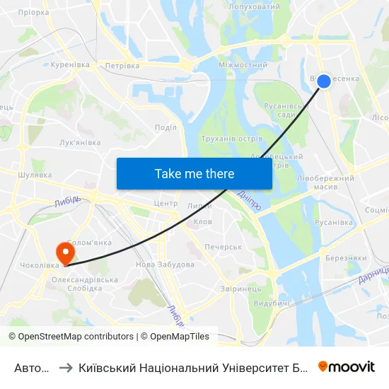 Авторинок to Київський Національний Університет Будівництва І Архітектури map