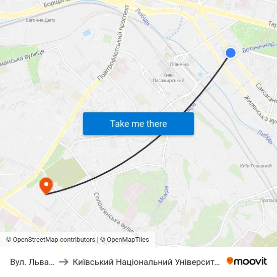 Вул. Льва Толстого to Київський Національний Університет Будівництва І Архітектури map