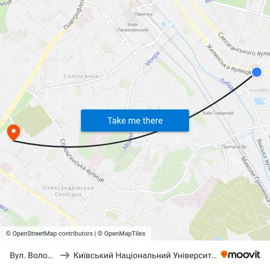 Вул. Володимирська to Київський Національний Університет Будівництва І Архітектури map