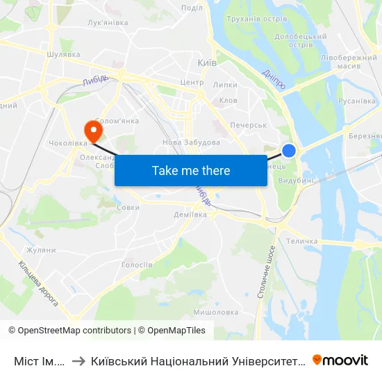 Міст Ім. Патона to Київський Національний Університет Будівництва І Архітектури map