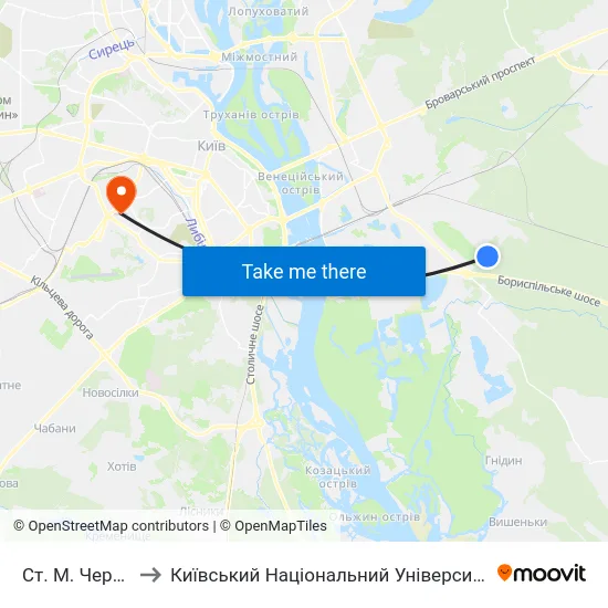 Ст. М. Червоний Хутір to Київський Національний Університет Будівництва І Архітектури map
