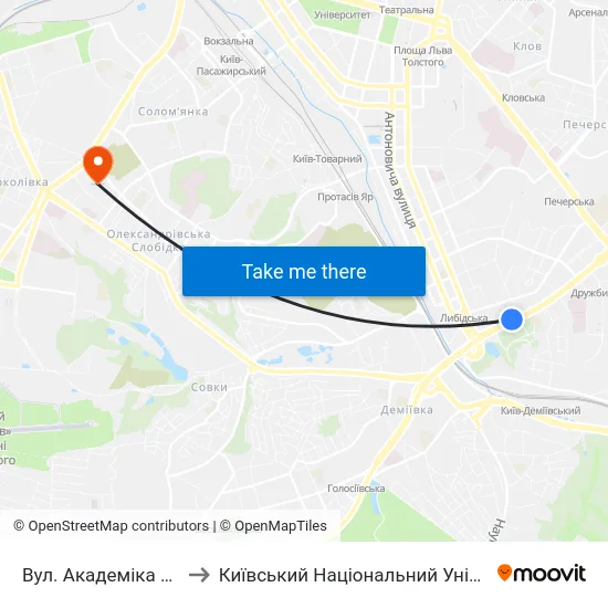 Вул. Академіка Філатова (На Вимогу) to Київський Національний Університет Будівництва І Архітектури map