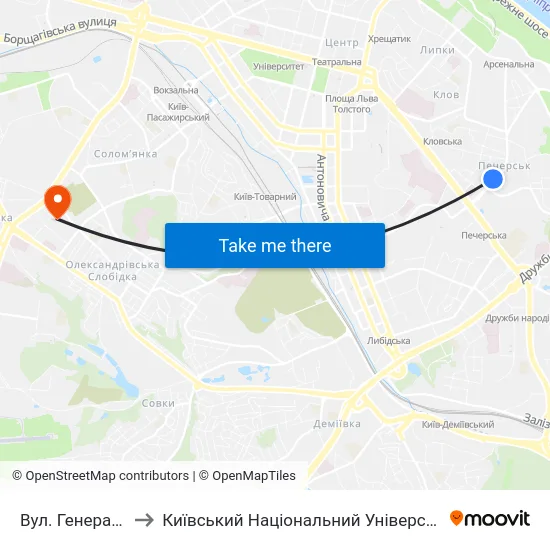 Вул. Генерала Алмазова to Київський Національний Університет Будівництва І Архітектури map