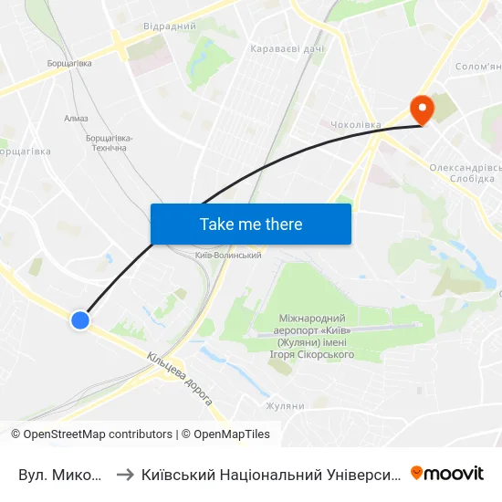 Вул. Миколи Трублаїні to Київський Національний Університет Будівництва І Архітектури map