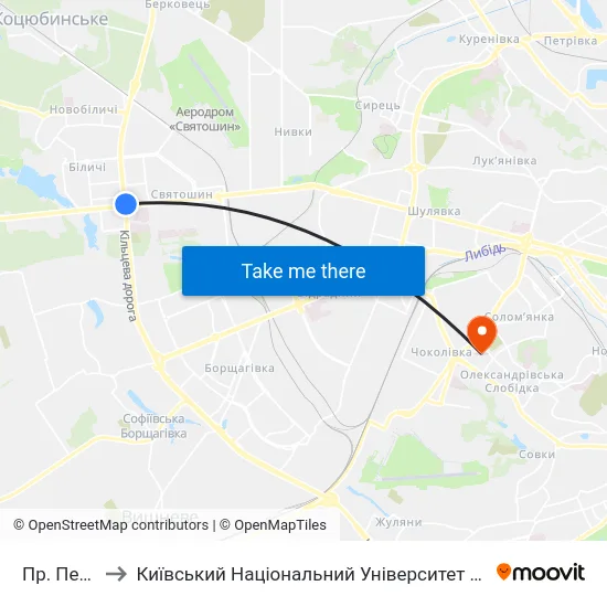 Пр. Перемоги to Київський Національний Університет Будівництва І Архітектури map