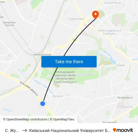 С. Жуляни-2 to Київський Національний Університет Будівництва І Архітектури map