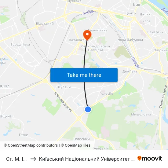 Ст. М. Іподром to Київський Національний Університет Будівництва І Архітектури map