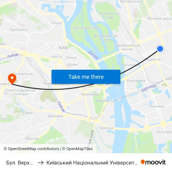 Бул. Верховної Ради to Київський Національний Університет Будівництва І Архітектури map