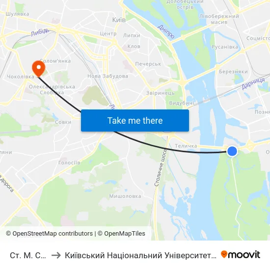 Ст. М. Славутич to Київський Національний Університет Будівництва І Архітектури map