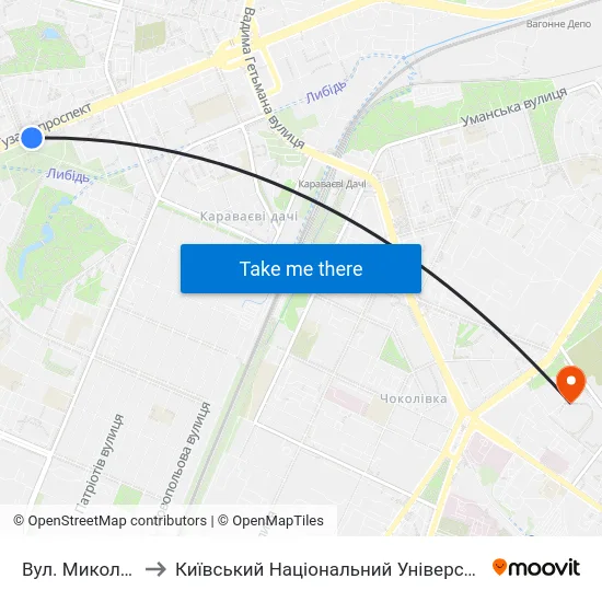 Вул. Миколи Василенка to Київський Національний Університет Будівництва І Архітектури map