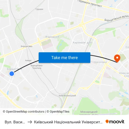 Вул. Василя Кучера to Київський Національний Університет Будівництва І Архітектури map