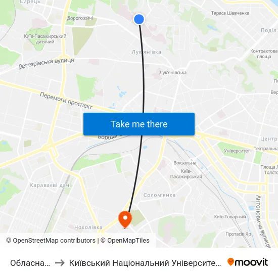 Обласна Лікарня to Київський Національний Університет Будівництва І Архітектури map