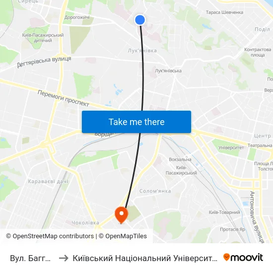 Вул. Багговутівська to Київський Національний Університет Будівництва І Архітектури map